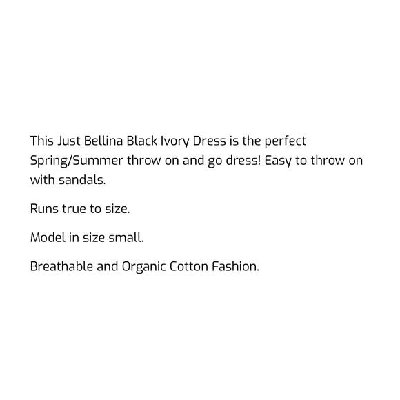 NWT Just Bellina black ivory dress organic cotton size medium - Picture 4 of 8